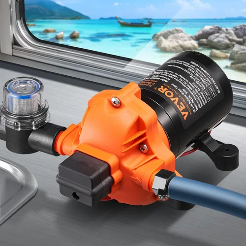 Vista 8 de VEVOR Bomba de diafragma de 12 V, 3 GPM (11.36 L/min), bomba de agua de 3 cámaras de 12 voltios CC con interruptor de presión automático 40-100 PSI