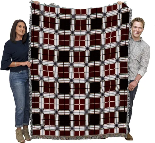 Vista 20 de Pure Country Weavers - Manta a cuadros Black Watch Tartan - Tapicería de regalo tejida con patrones, de algodón - Fabricada en Estados Unidos (72x54)