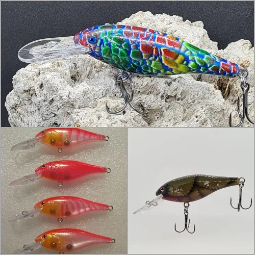 Vista 6 de 10 Señuelo en Blanco sin Pintar Minnow Crankbait de Agua Superior sin Labios Jerkbait Señuelos de Pesca