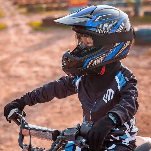 Vista 5 de ILM Casco con gafas de seguridad y guantes deportivos para niños y adolescentes, para motocross, cuatrimoto, motocicleta y todoterreno, aprobado por