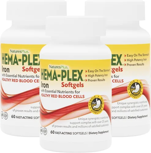 Vista 6 de NaturesPlus Hema-Plex Iron - 60 cápsulas blandas de acción rápida - 85 mg de hierro + vitamina C y bioflavonoides para glóbulos rojos saludables