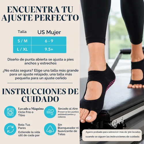 Vista 4 de Allegro Toeless Grip Socks 3 Pack, Non Slip Pilates Socks for Women