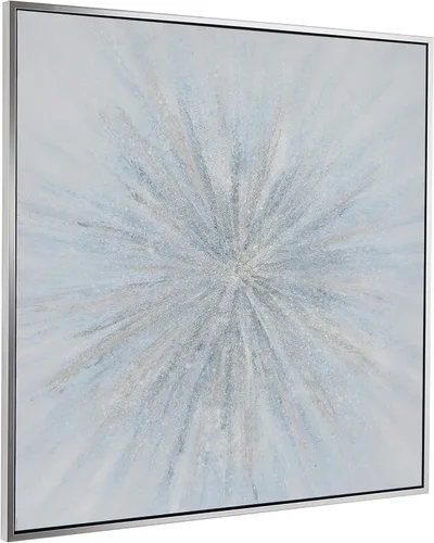 Vista 7 de Deco 79 Lienzo decorativo radial con marco plateado, 47 x 2 x 47 pulgadas, color azul