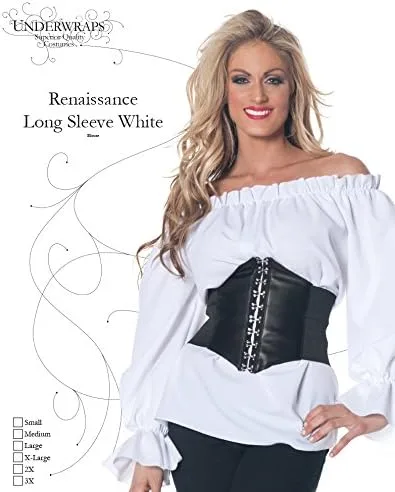 Vista 3 de Underwraps Blusa de manga larga renacentista para mujer, talla grande, disfraz de adulto