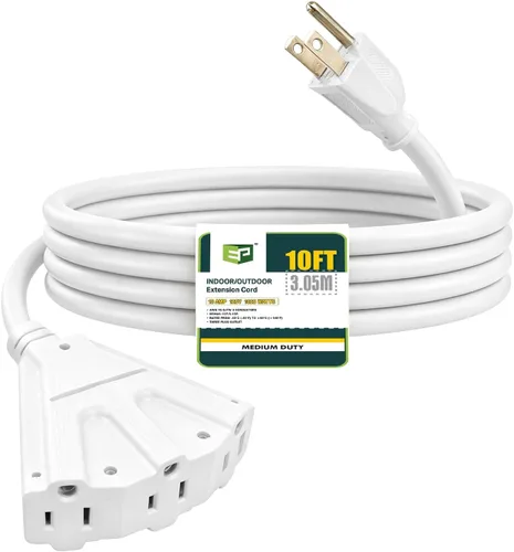 Vista 20 de EP Cable de extensión para exteriores de 6 pies, 16/3 SJTW, 3 tomas de corriente eléctrica, negro Enchufe a tierra de 3 puntas, para luces