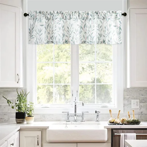 Vista 27 de VOGOL Cortinas de cenefa de jacquard dorado con diseño de flores de lujo para dormitorio, sala de estar, comedor, 52 x 14 pulgadas, 1 panel, negro