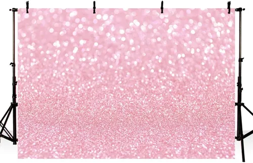 Vista 2 de MEHOFOND Telón de fondo de fotografía Bokeh rosa con puntos brillantes, fondo abstracto de halos, despedida de soltera, día de galentines, boda