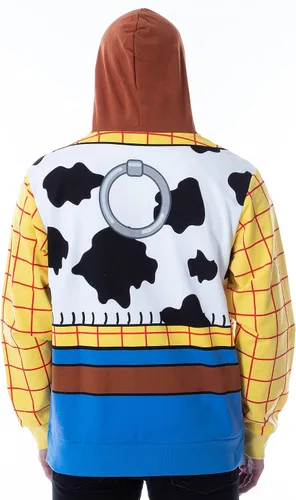 Vista 2 de Disney Pixar Toy Story - Disfraz de sheriff de I Am Woody The Cowboy para hombre, sudadera con capucha con cremallera, Woody