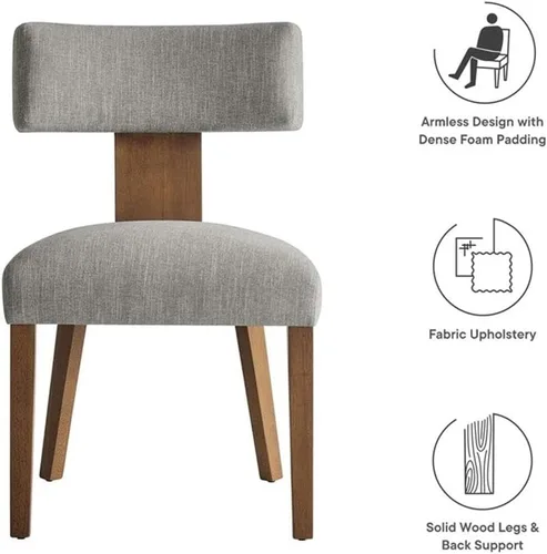 Vista 9 de Modway Nalani - Juego de 2 sillas de comedor sin brazos en tejido jaspeado, color marrón oscuro, sillas auxiliares contemporáneas con patas