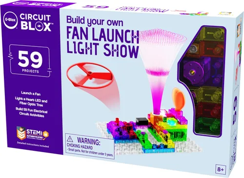 Vista 2 de E-Blox Kit de circuito STEM de bloques de construcción, 59 proyectos, construye tu propio espectáculo de luces de lanzamiento de ventiladores