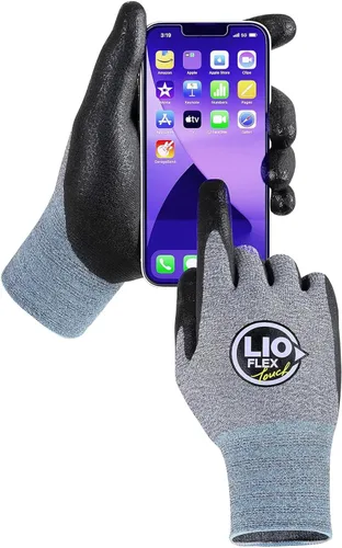 Vista 8 de Guantes de trabajo de seguridad con dedos táctiles, 1 par de guantes de trabajo delgados y ligeros, ideales para trabajadores de almacén