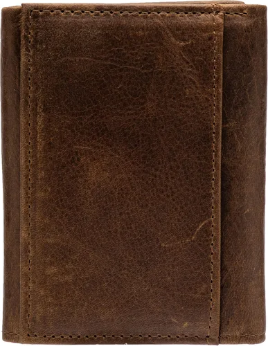 Vista 2 de baotuiok Cartera de cuero triple para hombre con bloqueo RFID, regalos para hombre, Marrón, Cartera RFID