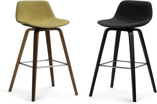 Vista 7 de SIMPLIHOME Randolph Taburetes de mostrador (juego de 2) taburetes de bar tapizados de madera curvada de 28 pulgadas de altura del asiento en tela