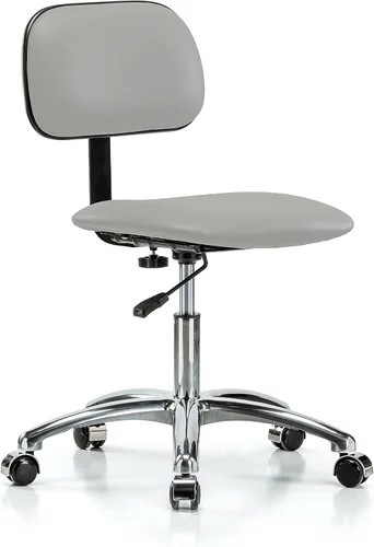 Vista 9 de Perch - Silla de laboratorio cromada con respaldo ajustable, altura del escritorio de 17 a 22 pulgadas, tela negra