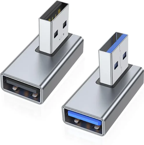 Vista 10 de AreMe Adaptador USB 3.0 de 90 grados, paquete de 2 unidades, extensor de convertidor USB A macho a hembra de ángulo recto para PC, laptop, cargador