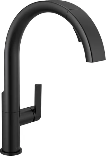 Vista 10 de Delta Keele Grifo de cocina dorado cepillado con pulverizador extraíble, grifo de cocina de un solo agujero dorado cepillado moderno, manija única