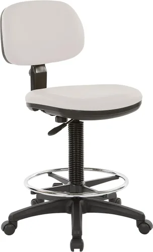 Vista 8 de Office Star DC Series - Silla de dibujo ajustable con anillo para el pie y asiento de espuma esculpida, piel sintética azul Dillon
