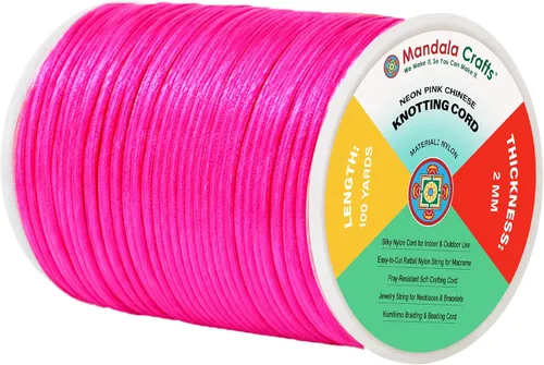 Vista 72 de Mandala Crafts Cordón de satén de cola de rattail de 0.02 in para nudos