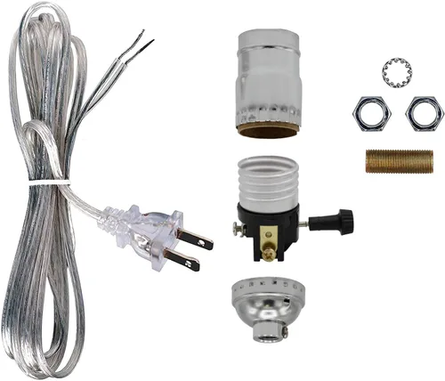 Vista 5 de Creative Hobbies Kit para hacer una lámpara o reparar - Todo el hardware esencial, socket de 3 vías y cable eléctrico a juego (Antiguo)