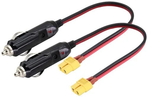 Vista 5 de Paquete de 2 cables 16AWG XT60 a encendedor de cigarrillos, enchufe macho de 12 V a XT60 hembra, cable de extensión compatible con cable de carga