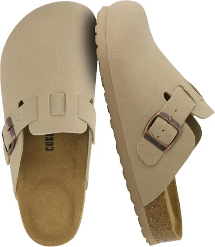 Vista 26 de CUSHIONAIRE - Zuecos Hana para mujer, cómodos zuecos de gamuza vegana, zapatos sin cordones con plantilla de corcho y soporte de arco, espuma