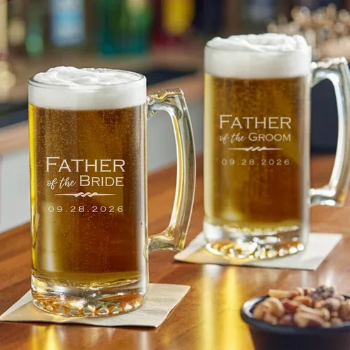 Vista 4 de Lifetime Creations Taza de cerveza personalizada grabada con el padre de la novia, 25 onzas, regalo de boda para papá, apto para lavavajillas