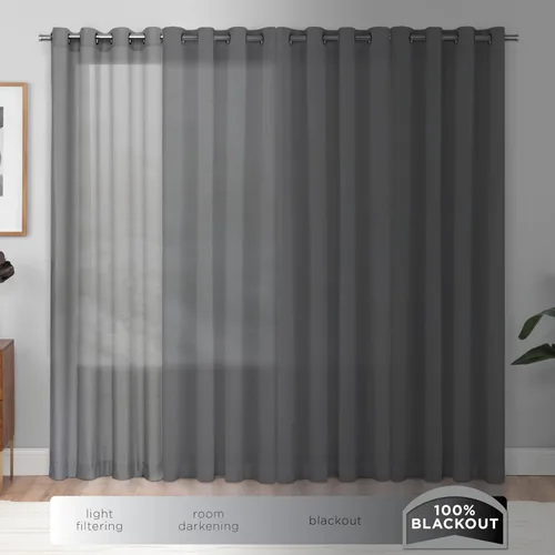 Vista 4 de Eclipse Décor Quinn - Cortina opaca 100 % sólida, con textura, absolutamente cero para privacidad, perfecta como cortinas de sala de estar