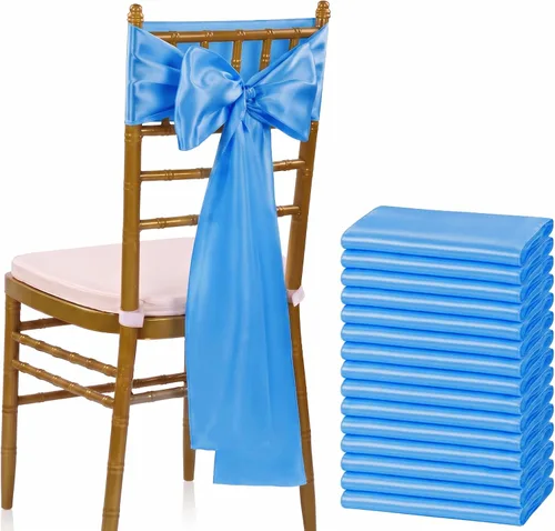 Vista 25 de Juego de 50 listones para sillas, de la marca MDS, Satin, Azul marino, 50