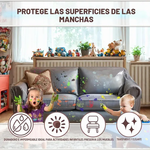Vista 3 de Evelots - Funda de sofá biplaza de plástico transparente - Funda de vinilo gruesa y resistente de 2 asientos para proteger contra los arañazos
