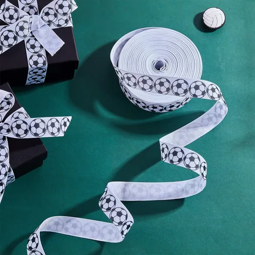Vista 6 de Boao 1 cinta de fútbol de 25 yardas, diseño deportivo de grogrén, patrón de fútbol con cable para envoltura de paquetes de regalo, diseño floral