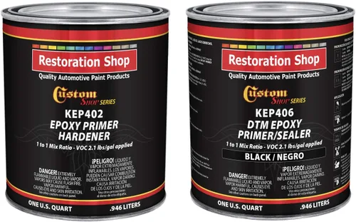 Vista 11 de Custom Shop - Imprimación/sellador epoxi negro de 2.1 COV (kit de galones) anticorrosivo DTM de alto rendimiento para uso automotriz e industrial.