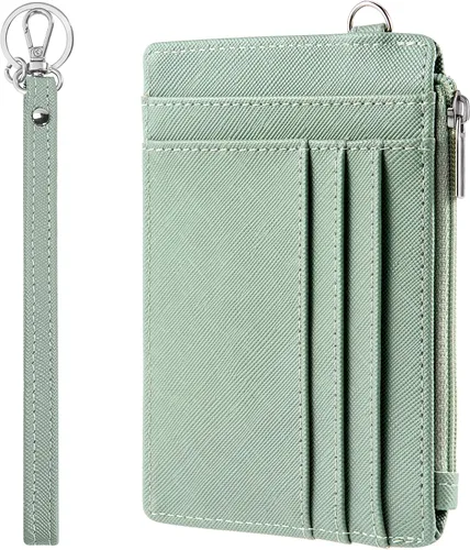 Vista 11 de SEAVILIA Billetera pequeña para mujer, delgada, llavero, carteras RFID para tarjetas de crédito con bolsillo con cremallera, ventana
