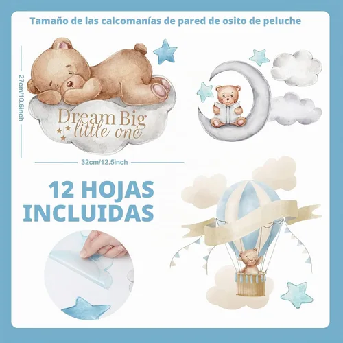 Vista 3 de Yinder 12 hojas de 78 piezas de calcomanías de pared de vaca de las tierras altas de oso, calcomanías de vaca de las tierras altas, decoración