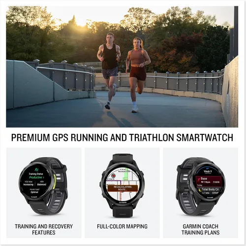 Vista 3 de Garmin® Forerunner® 970, Reloj inteligente premium para correr y triatlón con GPS, pantalla AMOLED, linterna LED incorporada, titanio DLC gris