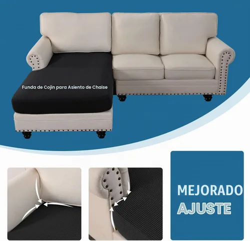 Vista 4 de H.Versailtex - Funda de sofá seccional de 1 pieza, funda deslizante para chaise con forma de L, funda de cojín separada para sofá seccional tanto
