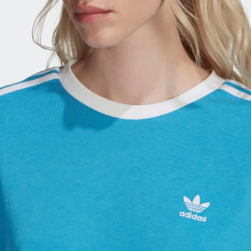 Vista 6 de adidas Originals Camiseta de 3 rayas para mujer, Rojo (Flash Red)