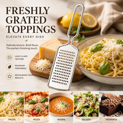 Vista 6 de HIC Kitchen Handy Rallador Zester, acero inoxidable japonés 420J2, juego de 2