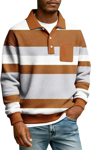 Vista 4 de Camisas de manga larga con botones a cuadros para hombre, con cuello de manga larga, estilo casual, elegante, a cuadros