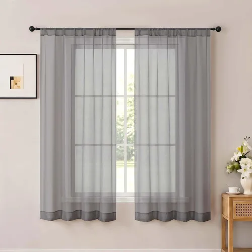 Vista 23 de OWENIE White Sheer Curtains 96 Inches Long 2 Panels for Living Room 52 Wide