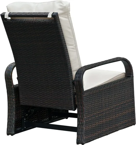 Vista 8 de Silla reclinable de aire libre para patio, resina de mimbre con cojines amortiguadores, auto ajustable, sofá de ratán, UV/Fade/Resistente al Mimbre