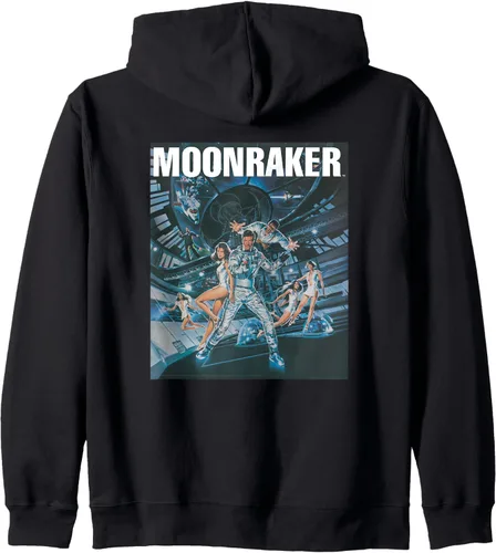 Vista 2 de Official James Bond 007 Sudadera con capucha Moonraker con cremallera, Negro