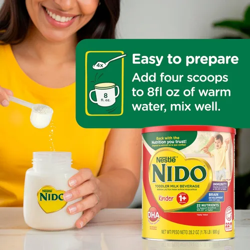 Vista 8 de Nido NESTLE Kinder 1+ - Bebida de leche en polvo, recipiente de 1.76 libras