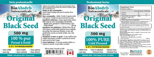 Vista 7 de Bio Absorb - Cápsulas de aceite de semilla negra, 330 cápsulas blandas, suministro para 82 días, prensado en frío Black Cumin Seed Oil
