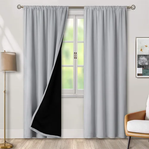 Vista 53 de BGment - Cortinas opacas para sala de estar de 63 pulgadas de largo, juego de 2 paneles, cortinas para oscurecer toda la habitación, cortinas