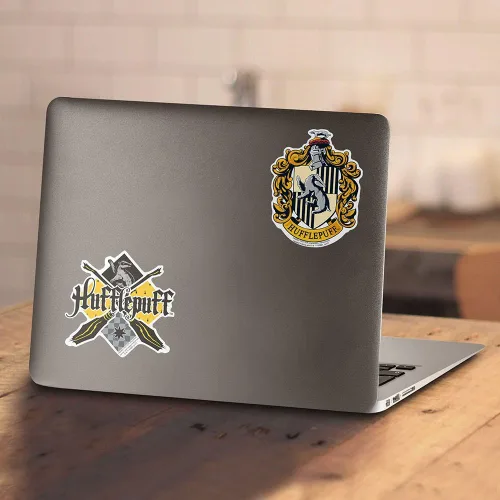 Vista 4 de Popfunk Harry Potter Hufflepuff Logo Hogwarts Youth Kids Boys & Girls Sudadera con capucha y calcomanías