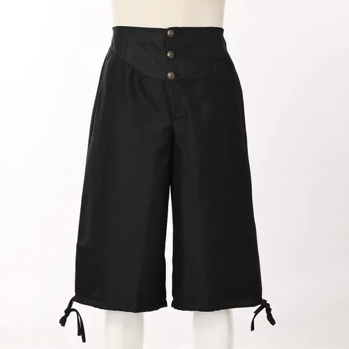 Vista 4 de Pantalones coloniales renacentistas para hombre, pantalones vikingos medievales, disfraz de pirata, cosplay, pantalones cortos con cordones