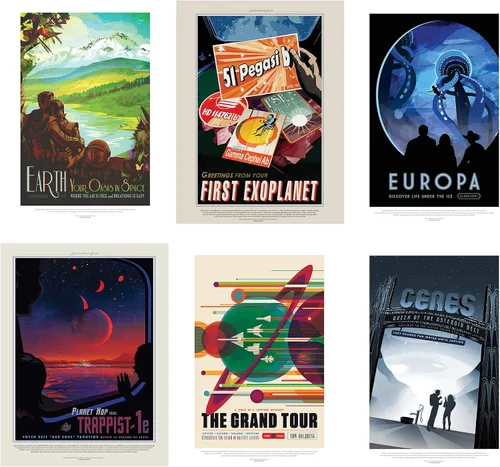 Vista 2 de Doppelganger33 LTD Póster de la NASA Space Exploration Travel Ad Pack x 18 pósteres sin enmarcar impresiones artísticas