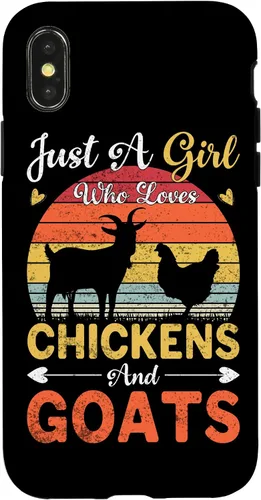 Vista 5 de Funda de regalo vintage con texto en inglés «Just A Girl Who Loves Chickens and Goats Farmer» para iPhone 17