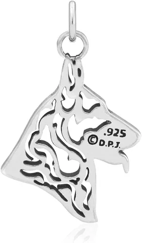 Vista 3 de Colgante de plata de ley con diseño de perro pastor alemán