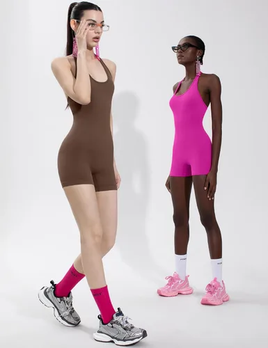 Vista 6 de PUMIEY Overol para mujer, sin espalda, para entrenamiento, sin costuras, Unitard Power Collection